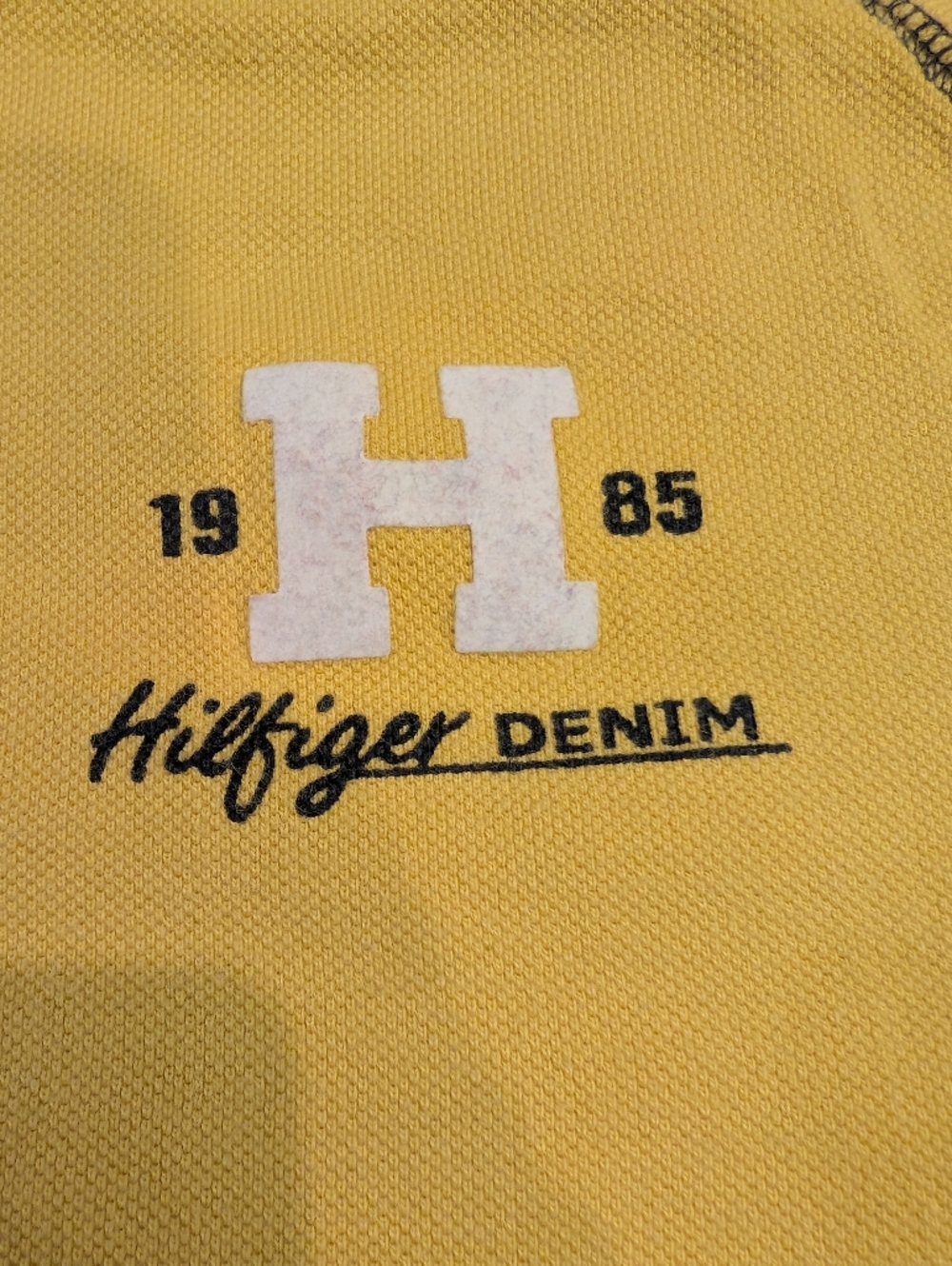 Vintage Tommy Hilfiger Yellow Crewneck Tee with Signature Flag Tag, Mens M